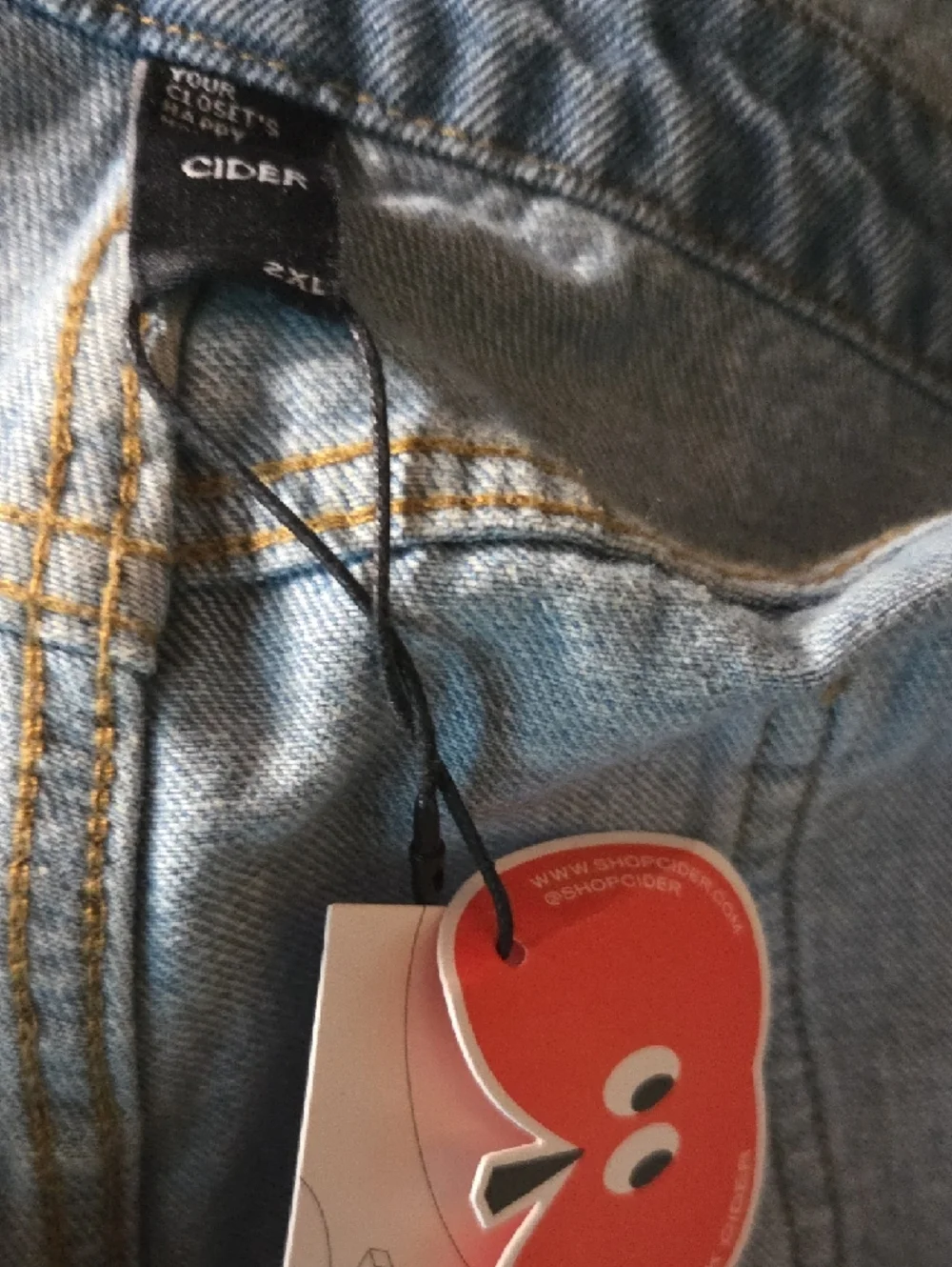 Cider Light Blue Denim Overalls with Dark Blue Straps Oversized 2x - Picture 2 of 11